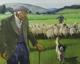 Cecil Maguire, Cushendun Sheep Fair, Oil on Board