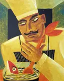 Graham Knuttel, Crafty Chef, Oil on Canvas