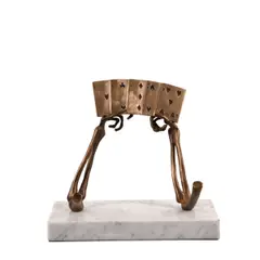 Play the Hand You're Dealt by Jessica Checkley, Bronze on Stone Base. 25 x 20 x 13cm . Edition 1 of 8., sold Mar 2025