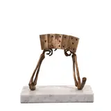 Jessica Checkley, Play the Hand You're Dealt, Bronze on Stone Base. 25 x 20 x 13cm . Edition 1 of 8.