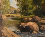 On theDunn River by Maurice Canning Wilks, Oil on Canvas, sold Mar 2025