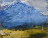 Melita Denaro, Blue Mountain, Oil on Board