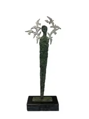 Padraic Reaney, Figure with Birds, Unique Bronze