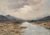 Percy French, West of Ireland Bogland, Watercolour