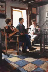 Rowland Davidson, Musicians, Oil on Canvas
