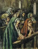 William Conor, Old Women and Girls Praying, Wax Crayon on Paper
