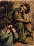 William Conor, The Bellows Minder, Crayon on Paper