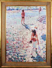 Arthur Maderson, Forget It , Beach Study, San Terenzo, Italy, Oil on Board