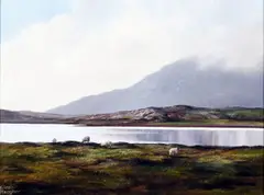 Sheep by the Lough by Eileen Meagher, Oil on Canvas, sold Jun 2025