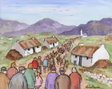 Gladys Maccabe, Going to Mass, West of Ireland, Oil on Board