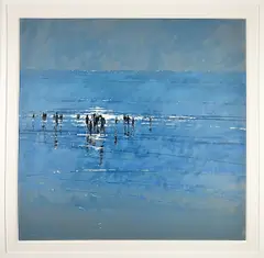 John Morris, Walking in Shallow Water, oil & acrylic on board
