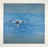 John Morris, Walking in Shallow Water, oil & acrylic on board