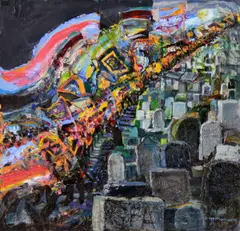 Joseph McWilliams Rua, Entering the Graveyard, Oil on Cardboard