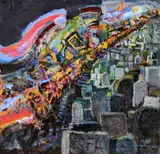Joseph McWilliams Rua, Entering the Graveyard, Oil on Cardboard