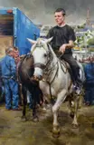 Mark O'Neill, King of the Hill, Ballinasloe Horse Fair, Oil on Board
