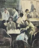 William Conor, Campbell's Coffee House, Donegal Square North, Belfast, Crayon