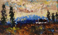 Daniel O'Neill, Cottages, Oil on Board