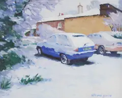 Overnight Snow by Desmond Hickey, Oil on Board, sold Mar 2025