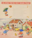 Enid Blyton, Oh, DearLittle Car', 'Oh What Shall I Eat at the Party' and 'Oh, Wind You're Very Rough Today, 3 Pen and Ink Watercolour Drawings. With copy of first edition 'Noddy's Own Nursery Rhymes'.