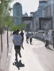 Into the Light, Dublin Docks by John Morris, Oil on Board, sold Mar 2025
