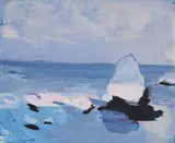 Lisa Ballard, Pink Rocks Grey Sea, Oil on Canvas