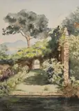 Lydia DeBurgh Arua, Ruins in a Garden, Watercolour