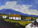 Marie Carroll, Cottages Out West, Oil on Board