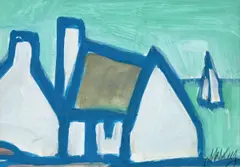 Cottage on the Shore by Markey Robinson, Gouache, sold Mar 2025