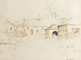 Maurice Canning Wilks, Farmyard, Pen and Ink Drawing