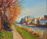 Norman Teeling, Grand Canal, Dublin, Oil on Board