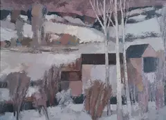 Paul Donaghy, Winter Farm, Oil on Canvas