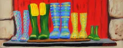Ronald Keefer, Wellington Boots, Oil on Board