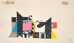 Colin Middleton, Surrealist Composition, Pencil, Coloured Wax and Chalk on Paper