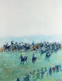 Des Murrie, Front Runners, Oil on Board