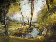 Fran Fit, Riverside Games, Oil on Canvas