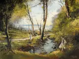 Fran Fit, Riverside Games, Oil on Canvas