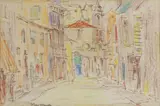 Gladys Maccabe, Italian Street Scene, Coloured Pencil Drawing