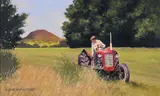 Gregory Moore, Cutting the Wild Grass, Oil on Board
