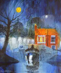 Henry Blackmore, Harvest Moon, Acrylic on Board