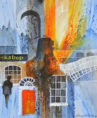 Henry Blackmore, Bookshop, Acrylic on Board