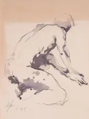 Holger C Lönze, Nude, Watercolour
