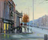 Norman Teeling, A View to O'Connell Street, Oil on Board