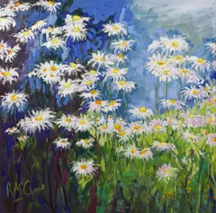 Rachel McCormick, Daisies, Oil on Board