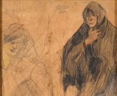 William Conor, Shawlie Study, Coloured Pencil Drawing