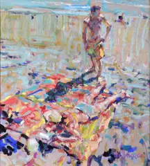 Arthur Maderson, A Moments Distraction, Lerici Beach, Pastel