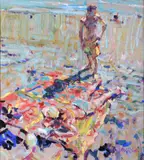 Arthur Maderson, A Moments Distraction, Lerici Beach, Pastel