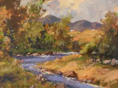 George Gillespie, River in the Glens, Oil on Board