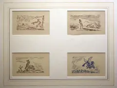 Set of Four Christmas and New Year Cards by Jack Butler Yeats, Set of four lithograph greetings cards for Christmas and the New Year., sold Nov 2025