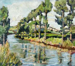 River Landscape by Letitia Marion Hamilton, Oil on Canvas, sold Nov 2025