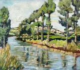 Letitia Marion Hamilton, River Landscape, Oil on Canvas
